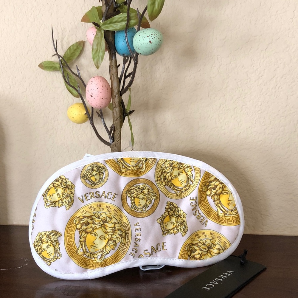 Versace Gold Medusa Motif Pink Sleep Mask - Picture 3 of 4